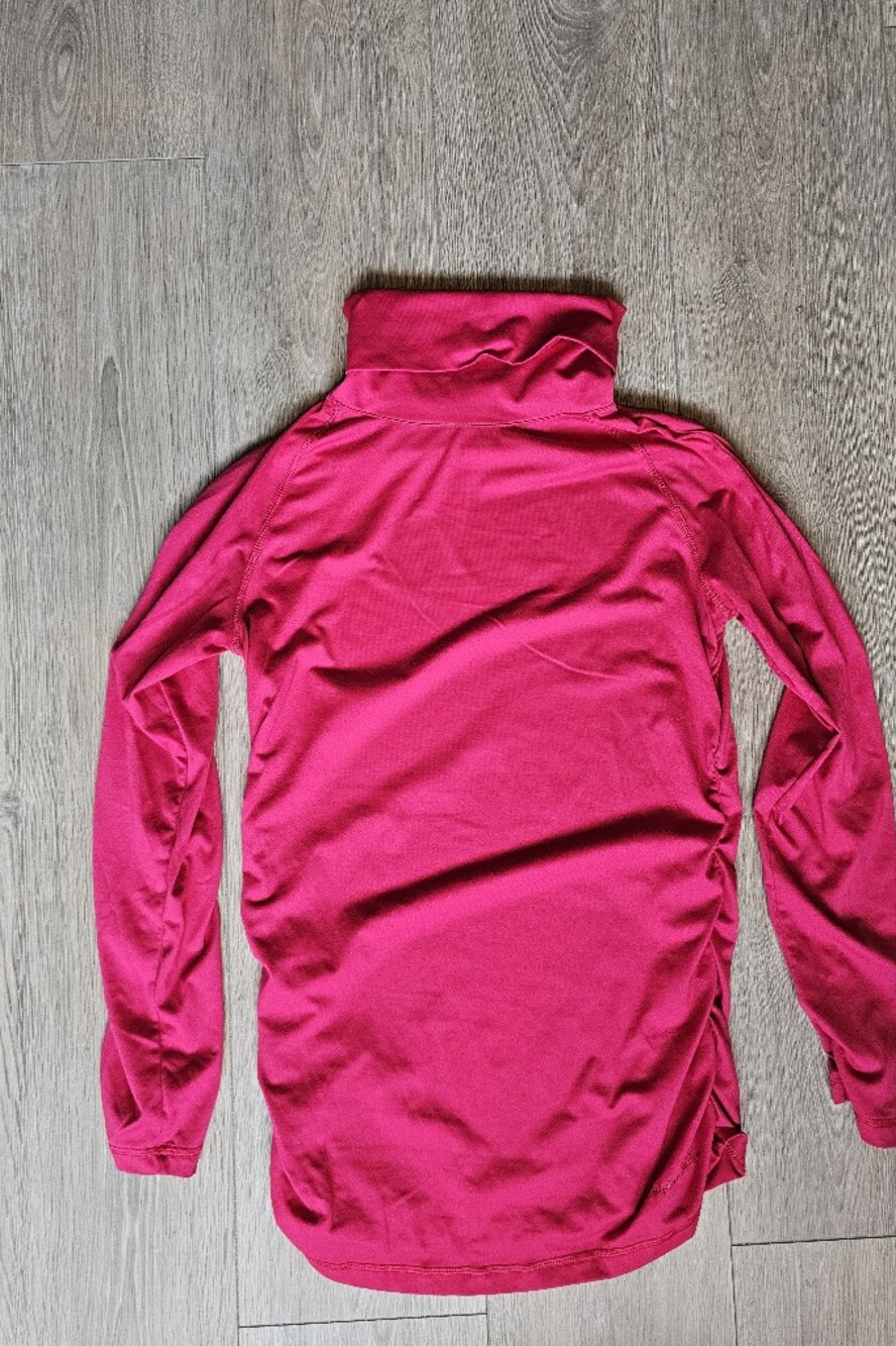 Alpine Design With Dri-Logic Pink Long-Sleeve Turtleneck Top Long Ruched Sides